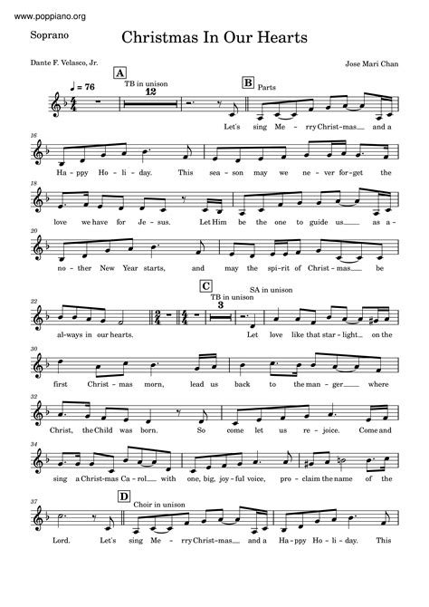 Christmas In Our Hearts | Sheet Music | Piano Score Free PDF Download ...