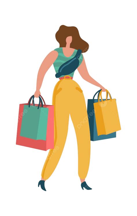 Shopping Shoppers Vector Hd Images Shopper Woman Shopaholic Female