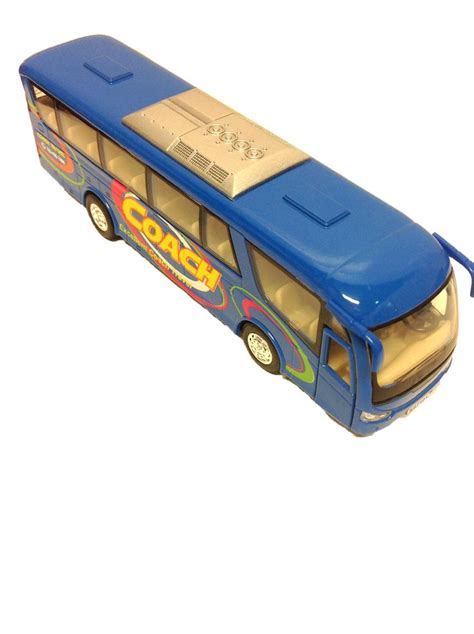 Die Cast Metal 7 Coach Excellent Travel Blue Bus Pull Back Action ...