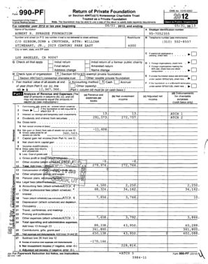 Fillable Online For Calendar Ye Ar 2012 Or Tax Y Ear Beainnina Fax