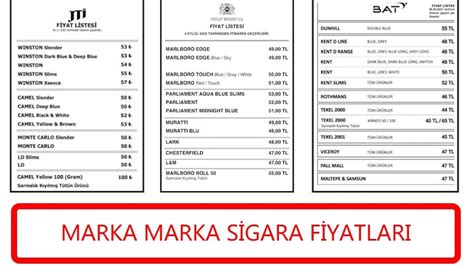 Marlboro Parliament Winston Muratti Kent Lark Camel Sigara Fiyat