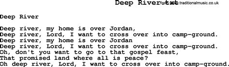 Negro Spiritual Slave Song Lyrics For Deep River