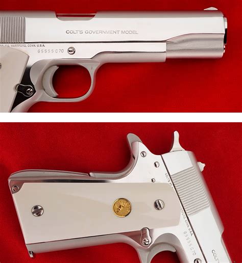 Colt Government Model Mk Iv Series Nickel Finish Ivory Grips Acp