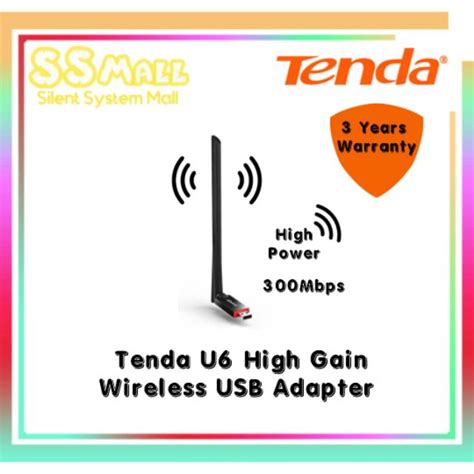 Tenda U6 6dbi High Gain Power N300 2xmimo Wireless Usb Adapter Wifi Shopee Malaysia