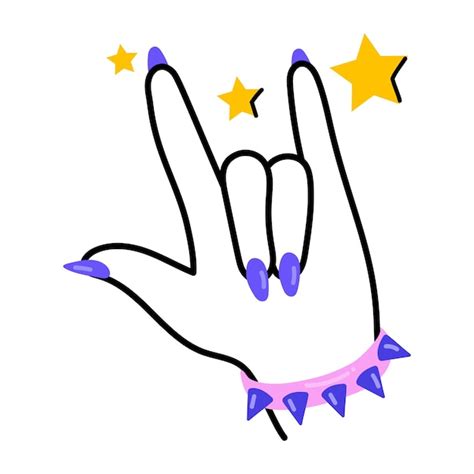 Premium Vector Female Hand Showing The Gesture Of Rock Out Flat Icon