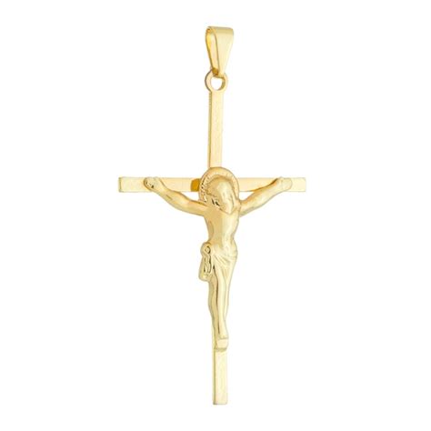 Crucifixo De 5 Cm Folheado A Ouro Detalhes Em Alto Relevo