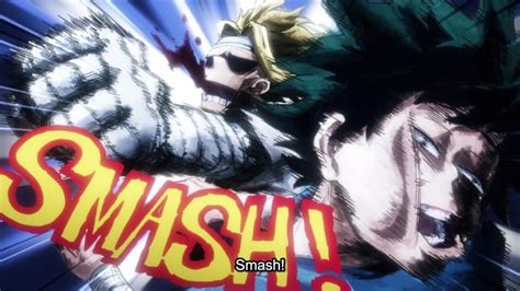 An Anime Character With The Words Smash In Front Of Him And Another