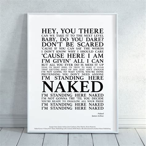 Naked Song Lyrics Print Official Licensed Print Poster Unframed Wall