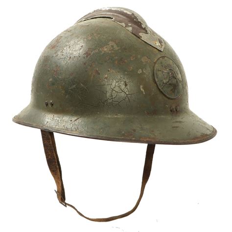 Original Mexican Wwii French Made M26 Adrian Helmet With Cavalry Badge