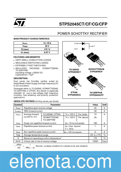 Stps Cfp Datasheet Pdf Kb Stmicroelectronics Pobierz Z Elenota Pl