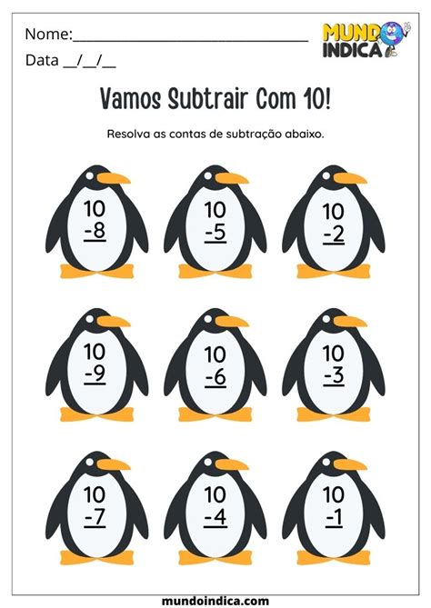 Atividades De Subtra O Para Imprimir