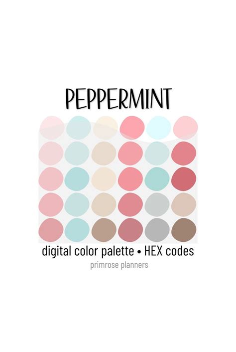 Peppermint Digital Color Palette Color Chart Goodnotes Tool Ipad