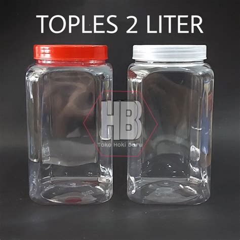 Jual Toples Plastik Tutup Merah 2 Liter Toples Ikan Cupang 2L