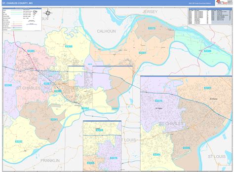 St Charles County Mo Wall Map Color Cast Style By Marketmaps