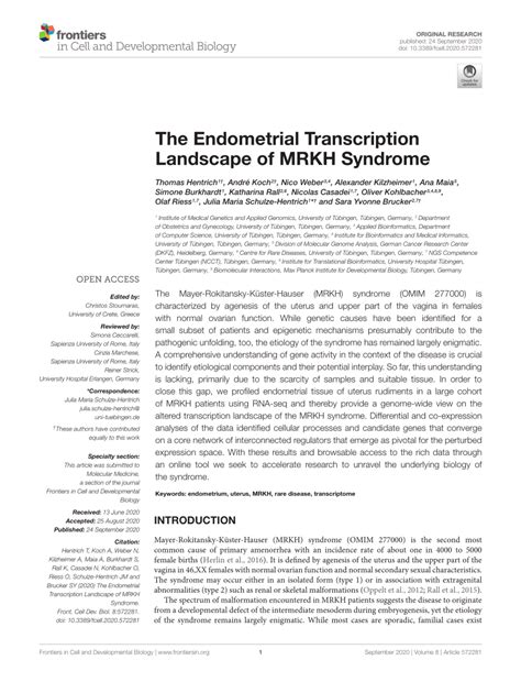 PDF The Endometrial Transcription Landscape Of MRKH Syndrome