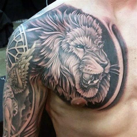 A Man With A Lion Tattoo On His Chest