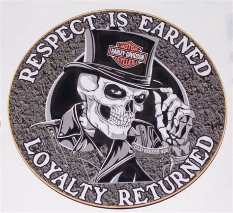 Respect Is Earned Loyalty Returned Biker Skull Full Color Graphic