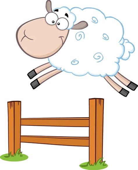 Sheep Jumping Over The Fence. — Stock Vector © HitToon #61067135