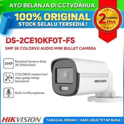 Jual HIKVISION DS 2CE10KF0T FS 5MP 3K COLORVU AUDIO BUILT IN MIC FIXED