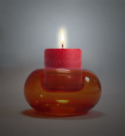 70s Modern Style Fine Orange Glass Candle Holder