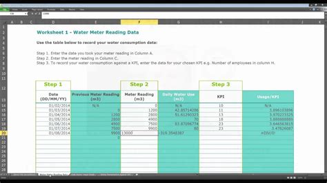 Water Meter Reading Worksheet Excel