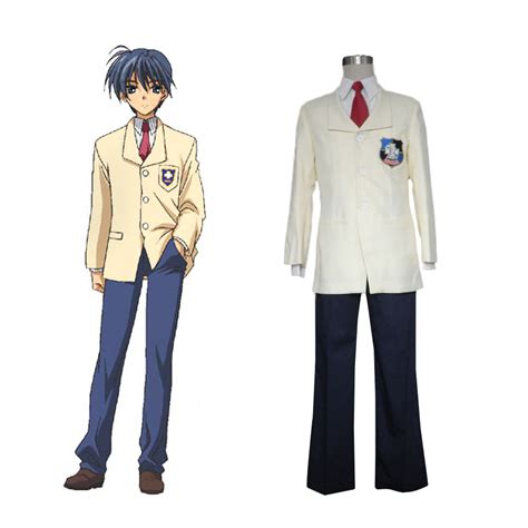 Deluxe Clannad Tomoya Okazaki High School Male Winter Uniform Costumes