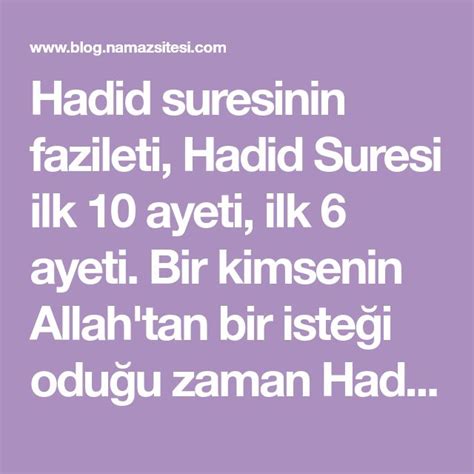 Hadid Suresinin Fazileti Ve Lk Ayeti Namaz Sitesi Blog Allah