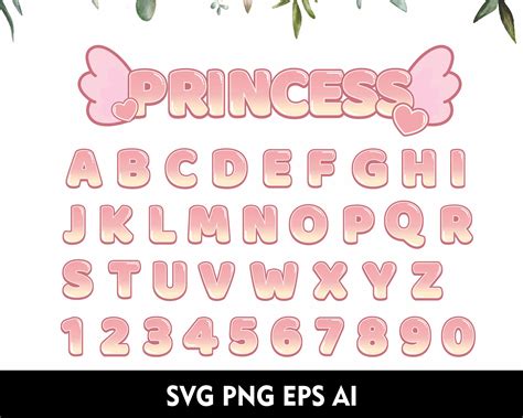 Princess Alphabet Svg Princess Font Svg Png Princess Letters Etsy