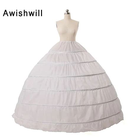 Big White Petticoat For Ball Gown New 6 Hoops Wedding Dress Petticoats