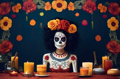 Tag der toten in mexiko dia de los muertos porträt mexikanischer