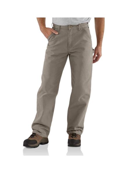 Carhartt Cotton Washed Duck Work Dungaree Pant In Desert Gray For Men