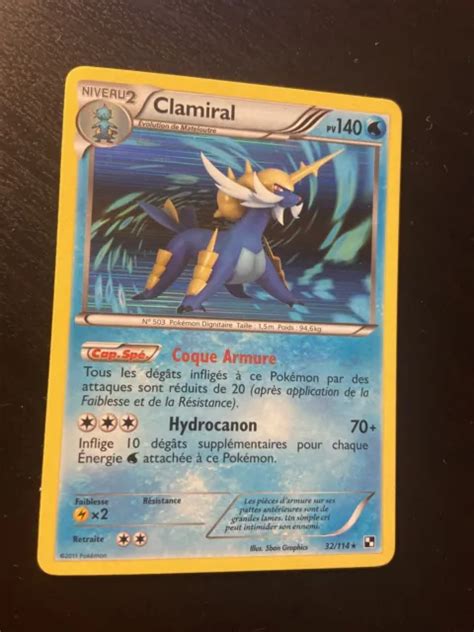 CARTE POKEMON CLAMIRAL 32 114 Holo Noir Et Blanc N B FR OCCASION EUR 9