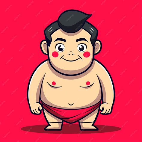 Premium Vector Cartoon Vector Of Cute Sumo Wrestler Pushing With Strength