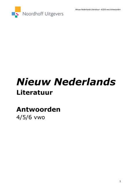 Nnlit Vwo Antwoorden Asdsadas Nieuw Nederlands Literatuur