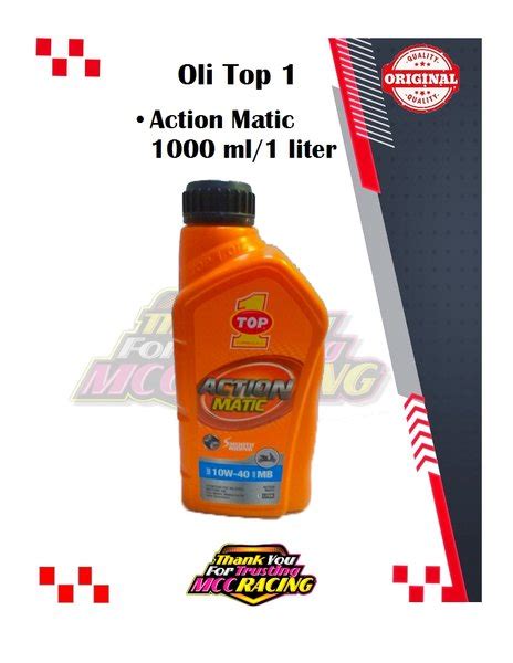 Jual Oli Top 1 Action Matic 1 Liter Sae 10w 40 Jaso Mb Oil Top 1