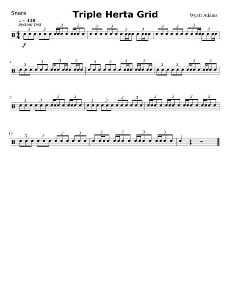 Triplet Herta Grid Sheet Music For Snare Drum Solo