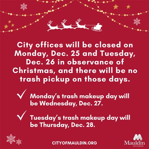 Merry Christmas City Offices To Close For Holiday Trash Pickup