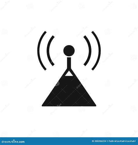 Broadcast Transmitter Antenna Icon With Doodle Style Cartoon Vector