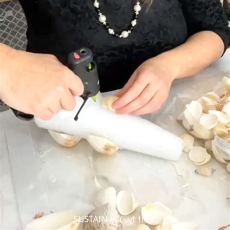 An Elegant Tabletop Diy Seashell Christmas Tree Sustain My Craft Habit