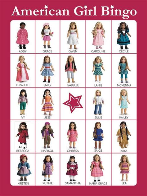 American Girl Bingo Printable