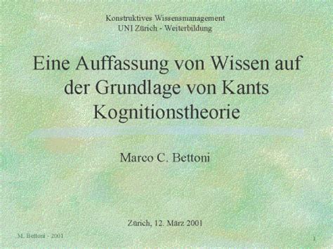 Eine Auffassung Von Wissen Auf Der Grundlage Von Kants Kognitionstheorie