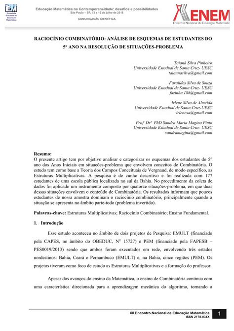 PDF RACIOCÍNIO COMBINATÓRIO ANÁLISE DE ESQUEMAS DE