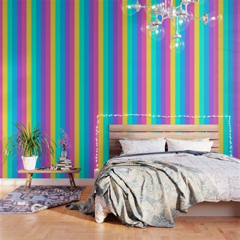 Rainbow Stripes Wallpaper by Anna Elizabeth Shirley | Society6