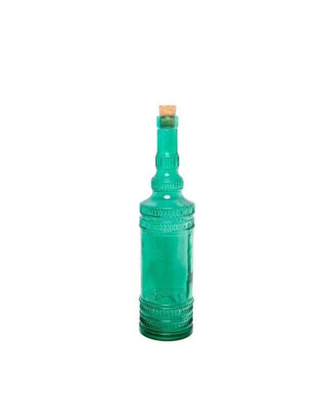 Vintage Green Glass Bottle Cork Stopper Round Apothecary Jar Etsy