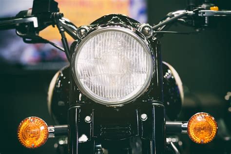 Premium Photo Close Up View Of Motorcycle Headlight Vintage Classic