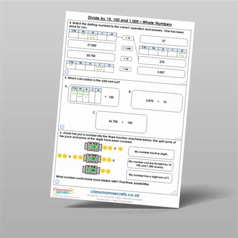 Divide By 10 100 And 1 000 Whole Numbers Prior Learning Resource Classroom Secrets