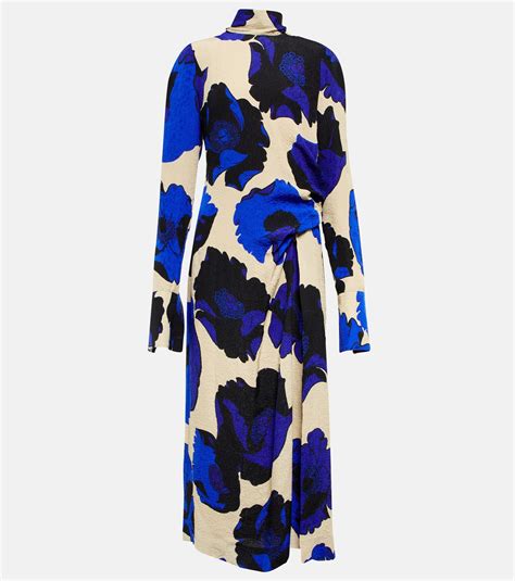 Dries Van Noten Floral Ruched Jacquard Midi Dress Dries Van Noten