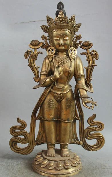 Wholesale Factory Tibet Buddhism Bronze Gild Stand Padmapani