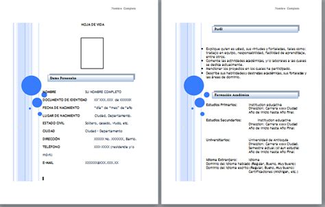 Formato Hoja De Vida Sencilla En Word Para Descargar 018 ⭐descargar⭐ Felizlunes