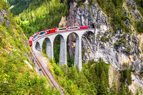 Landwasser Viaduct in summer | High-Quality Transportation Stock Photos ...